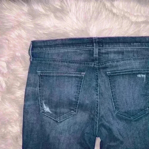 Current/Elliott The Stiletto 80s Distressed Mid Rise Jeans Womens 28 Medium Wash - Picture 6 of 13